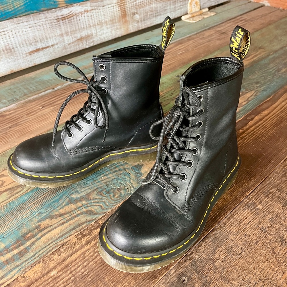 Dr. Martens Black 1460 Nappa Leather Combat Boots Size 7- Like New